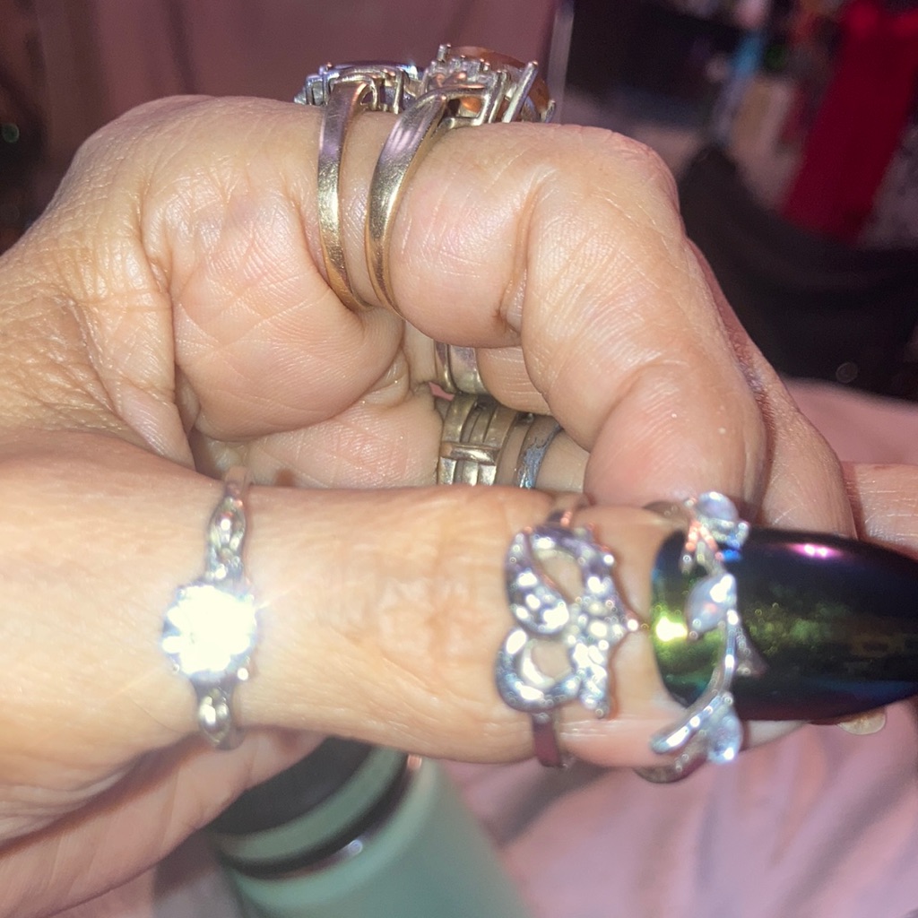 Two Silver/Crystal Ring